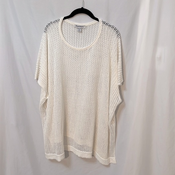 Tommy Bahama Womens Lightweight Cover Up Top White Linen Sweater One Size - Picture 1 of 8